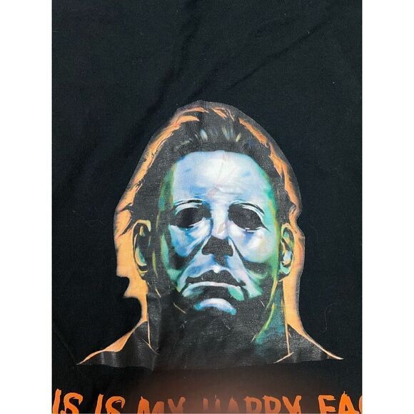 Michael Myers This Is My Happy Face Black Short Sleeve Pocket Tee Size Small - Picture 5 of 9
